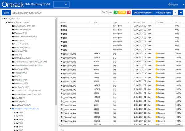 Service Cloud report listing recoverable and non-recoverable files Service Cloud report listing recoverable and non-recoverable files